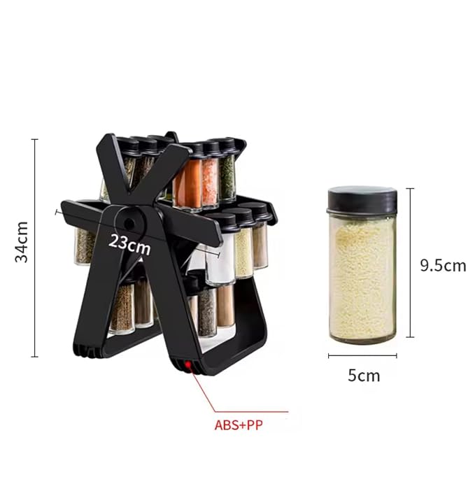 rotating spice rack set designed to organize and store various spices