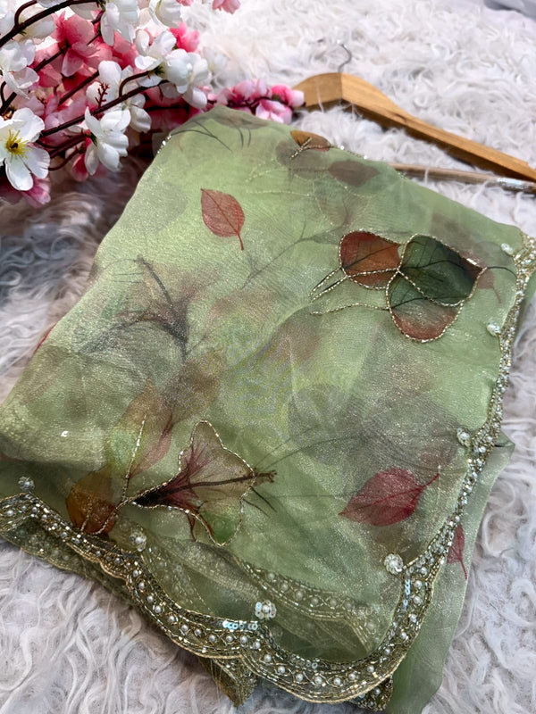 Crystal Tissue fabric designer saree