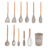 Creations 12 Pieces Silicone Kitchen Utensils Essential Cookware Modern Heat Resistant BeigeHome & Garden|Kitchen