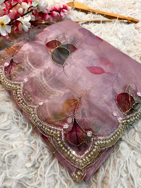 Crystal Tissue fabric designer saree