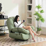 Electric Recliner with USB Ports, 360° Swivel, Voice Control - Green Leather