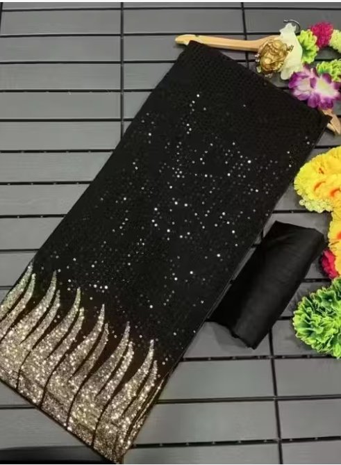 Designer Georgette Saree With & Sequin Work